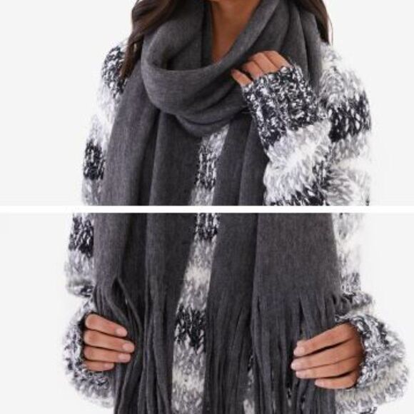 Lucky Brand Solid Brushed Scarf Charcoal Color - Picture 2 of 7
